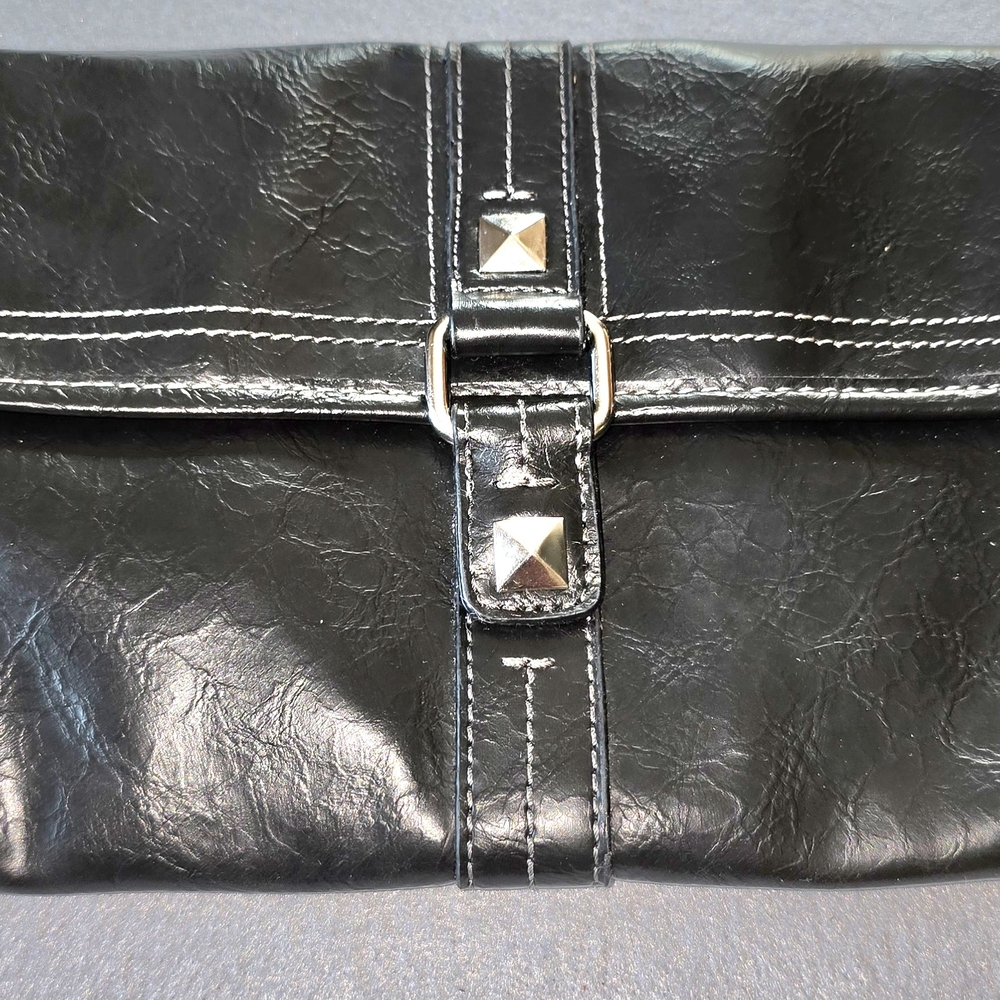 Nine & Co. Black Faux Leather Studded Clutch
